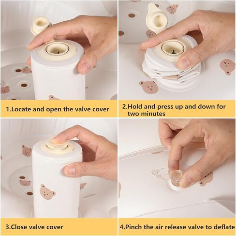 مقعد أطفال قابل للنفخ للأطفال من عمر 3 إلى 36 شهرًا، مضخة هواء مدمجة، مقعد لدعم الطفل في الصيف، كرسي للأطفال الصغار للجلوس، كرسي استحمام للأطفال على الأرض (الدب) in Kuwait