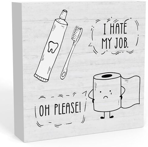 Funny Live Laugh Toaster Bath Sign Farmhouse Bathroom Toilet Decor 5 x 5 inch, Dark Humor Decor Black and White Decorations for Guest Half Bathroom Shelves Restroom Dark Humor Fans Gift in Kuwait