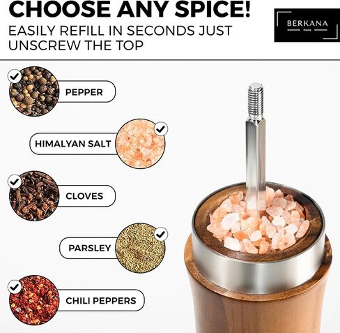 Premium Wooden Salt and Pepper Grinder Set, Manual Salt and Pepper Mills- Quality Shakers with Adjustable Ceramic Core-Salt Grinder and Pepper Mill in Saudi Arabia