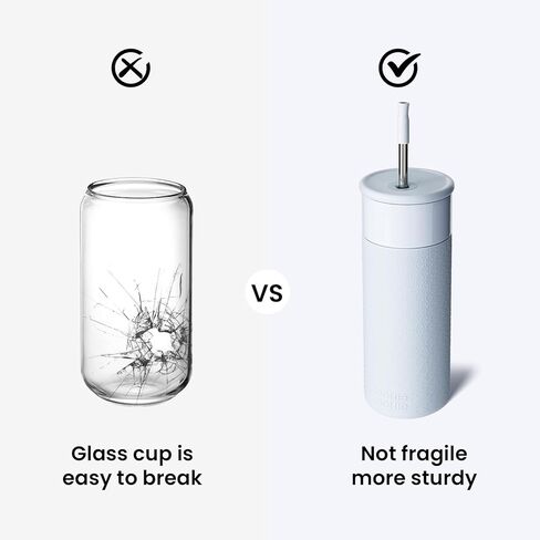 زجاجة بهلوان من الفولاذ المقاوم للصدأ مع غطاء وقش، كوب قهوة سعة 20 أونصة مع غطاء من السيليكون للمنزل والمكتب وحفلات الهدايا المدرسية (أزرق سماوي) in Kuwait