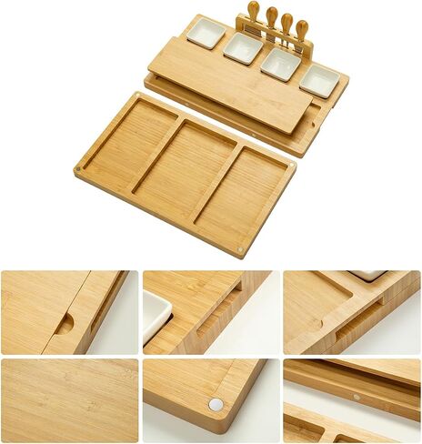 Charcuterie Boards Set Bamboo Cheese Board Unique Mothers Day Gifts for Mom House Warming Gifts New Home, Wedding Gifts for Couple, Bridal Shower Gift in Saudi Arabia