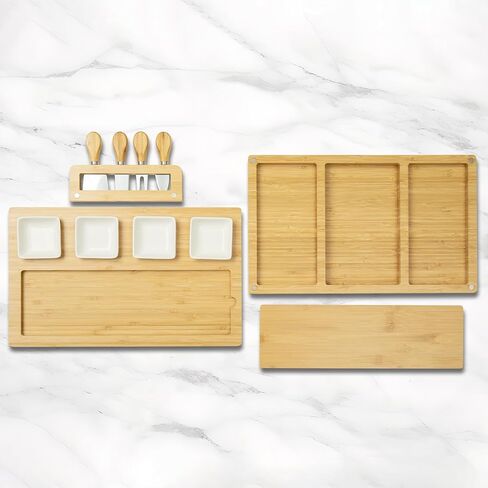 Charcuterie Boards Set Bamboo Cheese Board Unique Mothers Day Gifts for Mom House Warming Gifts New Home, Wedding Gifts for Couple, Bridal Shower Gift in Saudi Arabia