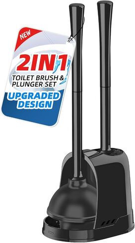 Toilet Plunger and Brush Set, Heavy Duty Toilet Brush Plunger Combo for Bathroom Cleaning, Extended Handle Plunger, Toilet Bowl Brush and Plunger Set for Deeply Cleaning, Black, 1 Set in Saudi Arabia