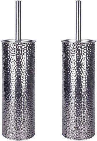 مجموعة فرش المرحاض هوم بيزكس باللون الفضي المطروق، 2 قطعة، من الفولاذ المقاوم للصدأ in Kuwait