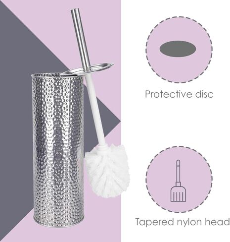 مجموعة فرش المرحاض هوم بيزكس باللون الفضي المطروق، 2 قطعة، من الفولاذ المقاوم للصدأ in Kuwait