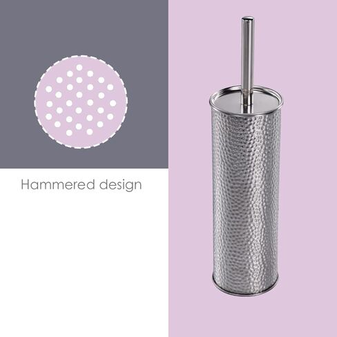 مجموعة فرش المرحاض هوم بيزكس باللون الفضي المطروق، 2 قطعة، من الفولاذ المقاوم للصدأ in Kuwait