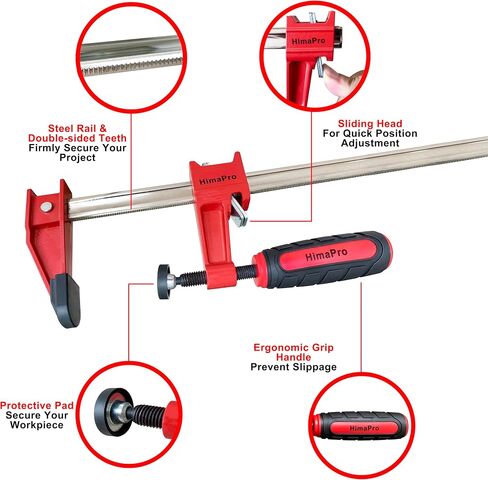 HimaPro 12 Inch Bar Clamp Set, 4 Pack 600 lbs Load Limit Medium Duty Quick Release Steel F Clamp, Ideal for Woodworking, Metalworking, and DIY Projects in Saudi Arabia
