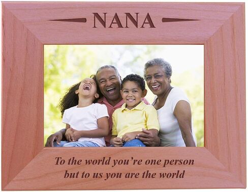 CustomGiftsNow Nana - بالنسبة للعالم، أنت شخص واحد ولكن بالنسبة لنا أنت العالم - إطار صورة خشبي منقوش (عمودي 4 × 6) in Kuwait