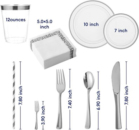 250 Count Rose Gold Disposable Plastic Dinnerware Set, 50 Rose Gold Plastic Plates, 25 Plastic Silverware, 25 Rose Gold Cups and Straws, 50 Napkins, Perfect for Wedding Party in Saudi Arabia