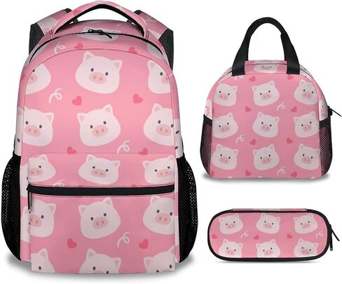 حقيبة ظهر خنزير للفتيات، حقائب ظهر وردية مقاس 16 بوصة للمدرسة، حقيبة كتب عصرية خفيفة الوزن للأطفال in Kuwait