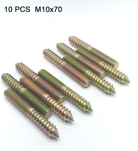 Hanger Bolt M10x60 Double Headed Bolt Self-Tapping Screw for Furniture 10Pcs in Saudi Arabia