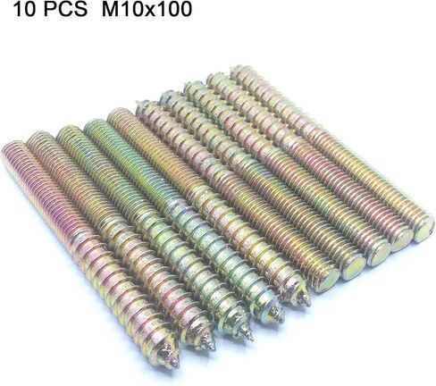 Hanger Bolt M10x60 Double Headed Bolt Self-Tapping Screw for Furniture 10Pcs in Saudi Arabia