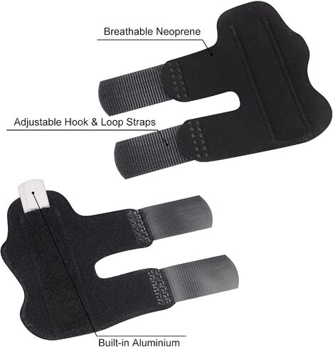 supregear Finger Splint Support, 2 Pack Adjustable Reusable Trigger Finger Splint Finger Brace with Removable Aluminum Bar for Index/Middle/Ring/Pinky Finger (Black) in Kuwait