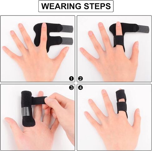 supregear Finger Splint Support, 2 Pack Adjustable Reusable Trigger Finger Splint Finger Brace with Removable Aluminum Bar for Index/Middle/Ring/Pinky Finger (Black) in Kuwait