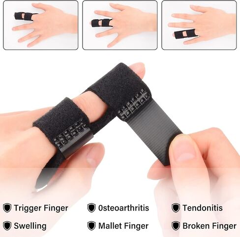 supregear Finger Splint Support, 2 Pack Adjustable Reusable Trigger Finger Splint Finger Brace with Removable Aluminum Bar for Index/Middle/Ring/Pinky Finger (Black) in Kuwait