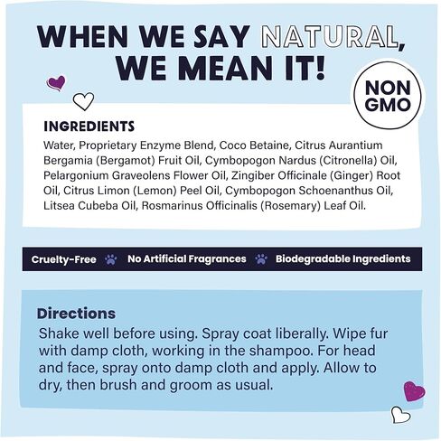 Pawstruck Natural No-Rinse Dry Shampoo for Dogs, Puppies, & Other Pets, Citrus & Rosemary - Waterless Deodorizing Spray Made in USA to Freshen & Remove Odors - 16 fl oz - Packaging May Vary in Kuwait