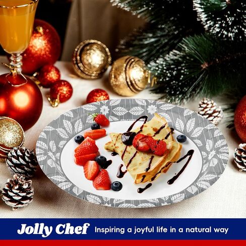 JOLLY CHEF 7 inch Disposable Paper Plates 150 Pack Heavy Duty Printed Dessert Plates for Everyday Use, Soak Proof, Cut Proof in Saudi Arabia