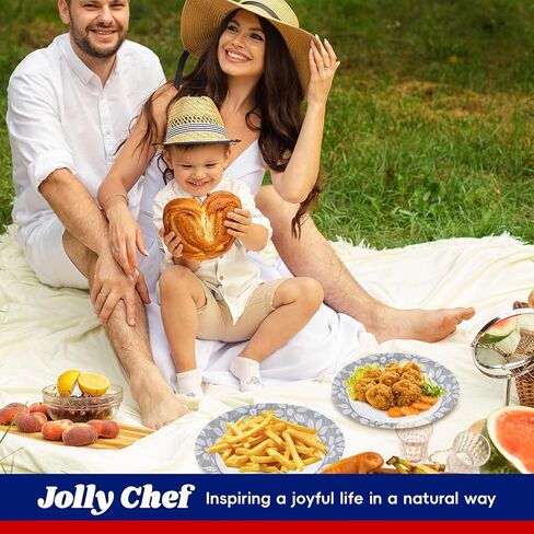 JOLLY CHEF 7 inch Disposable Paper Plates 150 Pack Heavy Duty Printed Dessert Plates for Everyday Use, Soak Proof, Cut Proof in Saudi Arabia