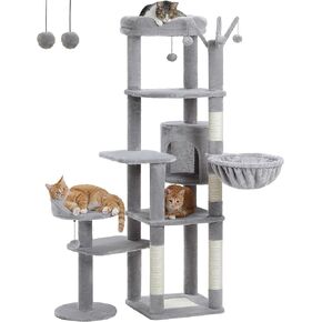 MUTTROS 59" Cactus Cat Tree, Tall Cat Tree for Large Cats, Multi-Level Cat Tower, Green