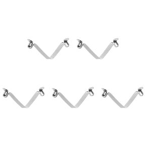 HARFINGTON 5pcs Double Button Kayak Paddle Snap Spring Clip 40mm x 5.7mm 65Mn Spring Steel V-Shaped Hollow Lift Telescopic Locking Tube Pole Clips for Tent Umbrella Camping,Silver Tone