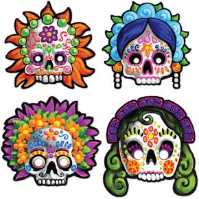 Beistle 00338, 2Piece Day of The Dead Masks, Multicolored