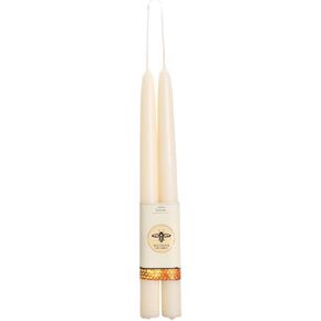 Big Dipper Wax Works Ivory White Candles, Hand Dipped Beeswax Taper Candles, 12-Hour Long Burn, Pure Beeswax Candle 12" x 7/8", All Natural Rich Coloring