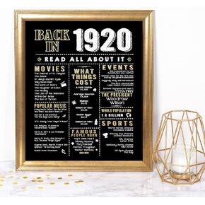 كاتي دودل 1920s Great Gatsby Roaring 20s مستلزمات تزيين الحفلات قطعة مركزية للديكور | تتضمن لافتة تعود إلى عام 1920 [غير مؤطرة] باللونين الأسود والذهبي in Kuwait