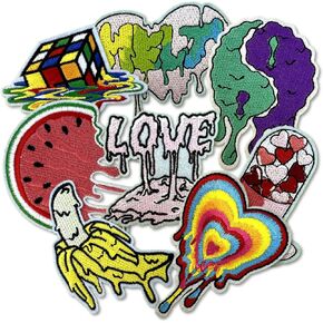 Dark Embroidered Applique Iron On Patches for Clothing, Rock Band Patches for Jackets, Cool Sew Patch for Backpacks, Jeans, Hats, DIY Accessories (Dark1 14 PCS)