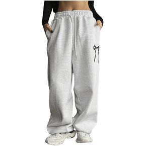 SweatyRocks Women's Drawstring Waist Wide Leg Sweatpants Baggy Jogger Pants with Pocket