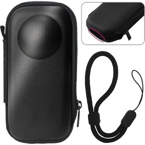 FiTSTILL Portable Carrying Case Storage Bag for Insta360 X2 / X3 Action Camera Water Resistance Mini Protective Hard PU Shell Box Hard Shell Travel Storage Case with Safety Hand Rope Accessories