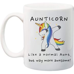 Ink Trendz Aunticorn Like a Normal Aunt, But Way More Awesome Funny Aunt Mug, 11 Ounces, Aunt Pregnancy Announcement Unicorn Aunt Mug, Aunt Coffee Mug, Aunt Gift