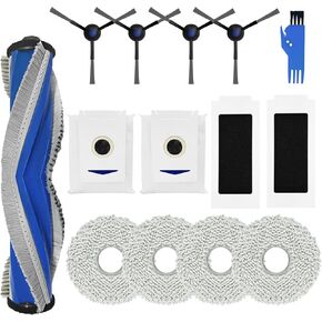 14 Pack Replacement Parts for Ecovacs Deebot T30 Omni T30 PRO Omni T30s for Yeedi M12 Pro Vacuum Cleaner, 1 Main Brush 2 Dust Bags 2 HEPA Filters 4 Mop Pads 4 Side Brushes 1 Cleaning Brush