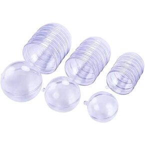 15PCS Transparent Plastic Fill-able Ball Ornament Hollow Sphere Snap-On Ball Christmas Decorations Clear Fillable Ball Wedding Party Decor by Rely2016