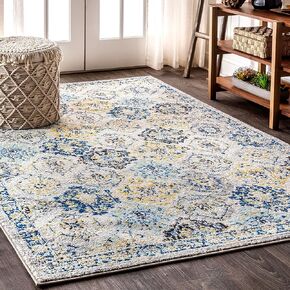 JONATHAN Y MDP205A-28 Modern Persian Boho Vintage Trellis Bohemian Indoor Area -Rug Country Easy -Cleaning Bedroom Kitchen Living Room Non Shedding, 2 ft x 8 ft, Blue,Multi