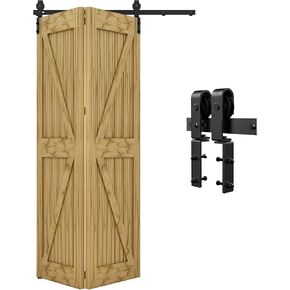 30" / 2.5FT Bi-Folding Sliding Barn Door Hardware Kit Closet Rail Roller Accessory Applicable Door Width Within 28 inches, no Panel