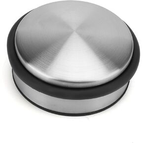 LEXININ 4 x 1.6 Inch Round Floor Door Stopper, No Drill Stainless Steel Door Stops, Silver Decorative Metal Door Stops for Home Office