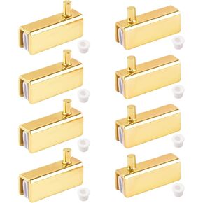 Glass Door Hinge, 8Pcs Frameless Glass Door Pivot Hinges Clamp Adjustable Cabinet Pivot Hinge Clip Replacement Kit, Fit for 3-6mm Free-Swinging Glass Door (Gold)