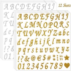 12 Sheets Glitter Letter Stickers,Self Adhesive Alphabet Number Stickers,letter and Number Stickers,Decals for Mailbox,DIY Crafts Art Making,Sign,Cars,Business,Address Number,Scrapbook, Grad Cap Decoration,Classroom Decor(Black)