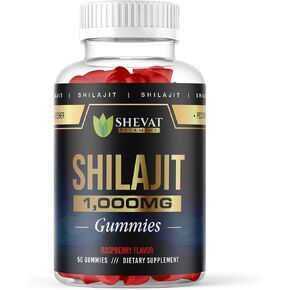 Shilajit Gummies for Men 1000mg - 50 Organic Raspberry Pure Himalayan Cured Shilajit Gummies for Men & Women with Trace Minerals & Fulvic Acid, Natural Energy, Immune Support, Mental Clarity, Non-GMO