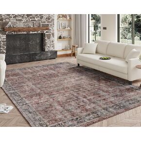 Area Rug, Washable Rugs 2x3, Soft Low-Pile Boho Rug, Non-Slip Kitchen Mats for Floor, Ultra-Thin Entryway Rug, Durable Door Mat, Colorfast Carpet for Entryway, Kitchen, Bathroom, Moss/Multi