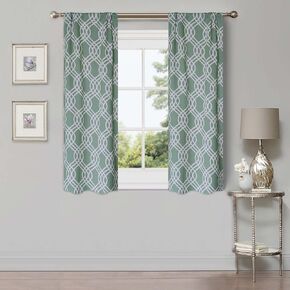 Superior Blackout Curtains, Room Darkening, Bedroom, Drapes, Kitchen, Living Room Window Accents, Sun Blocking, Thermal, 2 Pack, Ribbon Blackout Curtains, Set of 2, 26" x 63", Teal