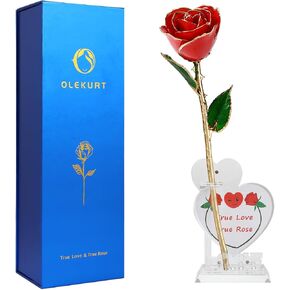 24K Gold Dipped Rose, 11'' High, Real Sky Blue Rose, Anniversary & Valentine's Day Gift for Her, Elegant Decor