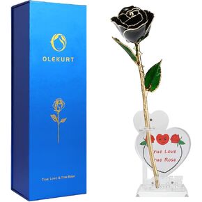 24K Gold Dipped Rose, 11'' High, Real Sky Blue Rose, Anniversary & Valentine's Day Gift for Her, Elegant Decor
