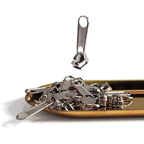 Sawoake 20PCS #3 Silver Metal Handle for Nylon Coil Handle Charm for Purse Handbag Craft Sewing Luggage Bag Bulk