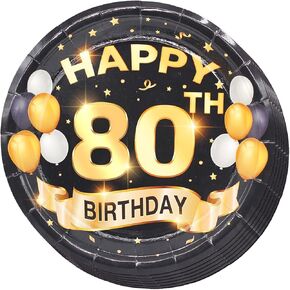 50th Birthday Plates Black and Gold Dessert, Buffet, Cake, Lunch, Dinner Plates for 50th Birthday Decorations Party Supplies, Happy 50th Birthday! 50 Count, 9" Plate Design for 50th Birthday Party