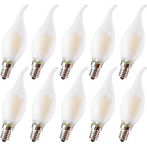 E12 LED Candelabra Light Bulbs, Frosted C35 Flame Candle LED Bulb, 40 Watt Equivalent Soft Warm White 2700K Not Dimmable for Ceiling Fan, Chandelier Light Fixture, 10 Pack