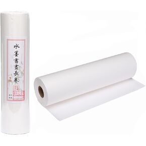 MEGREZ Roll Pack Xuan Paper Thicken Calligraphy Xuan Paper Sumi Paper for Practice Chinese Japanese, 35cm x 20m(13.8in x 65.6ft), Half Raw Ripe Xuan Paper, White in Kuwait