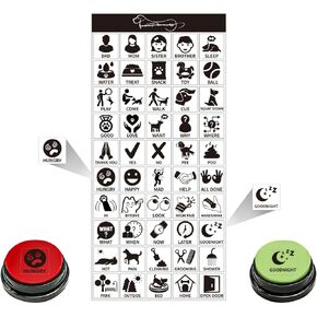 Pet Training Button Stickers, Creative DIY, Dog Emotional Expression Stickers, Let Your pet say What it Wants to do, Dog Stickers with 25 Actions (Buttons not Included) (50)