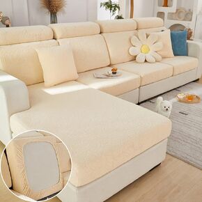 Wear Resistant Universal Sofa Cover,Couch Cushion Covers,Sofa Cover Stretch Waterproof - Comfortable, Durable, Easy to Install, Stylish, Machine Washable (Leaf Grey,Chaise Cover)