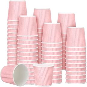 Yaomiao 200 Pcs 4 oz Disposable Espresso Cups Ripple Corrugated Paper Disposable Coffee Cups Insulated Hot Cups Ripple Cups for Party Cold Drinks Hot Beverage Tea (Black)